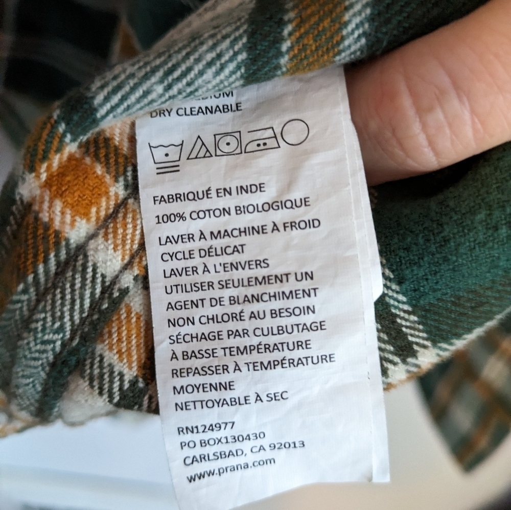 PRANA Women's Golden Canyon Cotton Flannel Button Down Shirt Shacket Size L - Picture 6 of 10